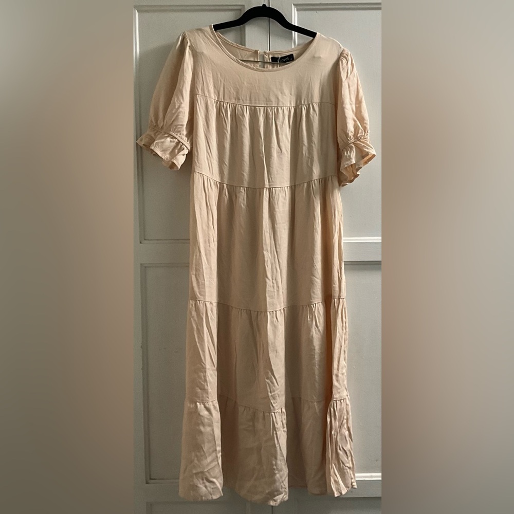 5 tiered short sleeved ruffled dress.